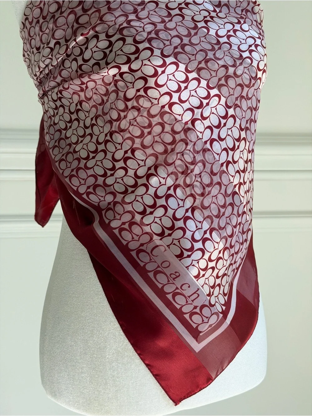 Coach Monogram Scarf in Burgundy and Ivory